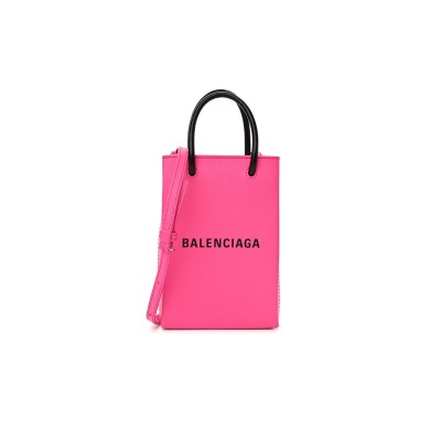 BALENCIAGA SHOPPING PHONE HOLDER BAG ACID FUCHSIA 593826 (18*11*5cm)